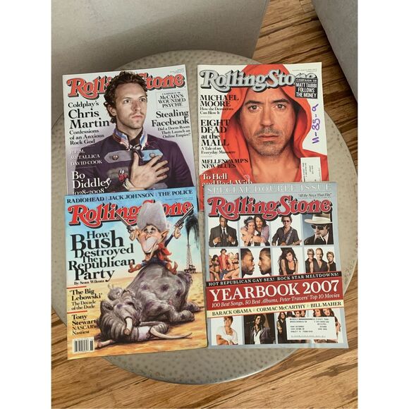 Lot of 4 Rolling Stone Magazines – 2007–2008 Issues – Chris Martin, Robert Downe - Picture 1 of 8
